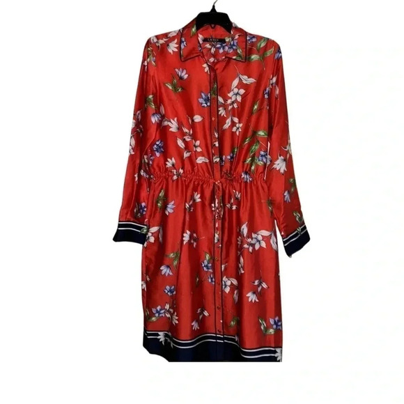 Lauren Ralph Lauren Paza Red Floral Print Twill Dress Size 10 - Picture 5 of 10